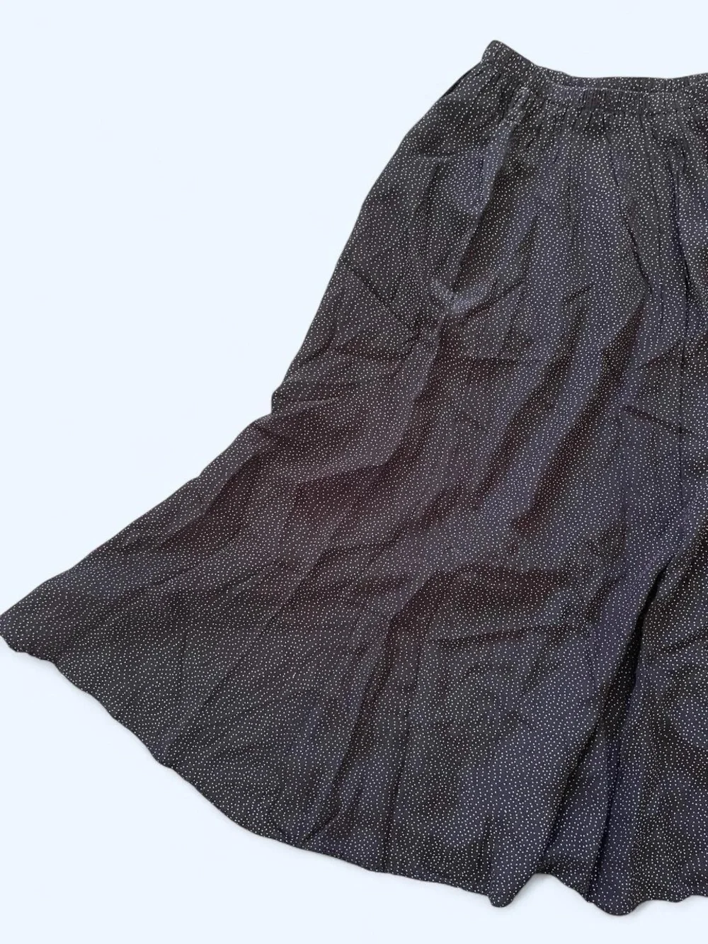 Black polka dot midi skirt with elastic waistband‎